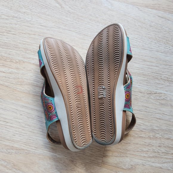 L'Artiste Spring Step Erice Sandal Slingback Buckle Leather Blue Pink - Picture 7 of 12